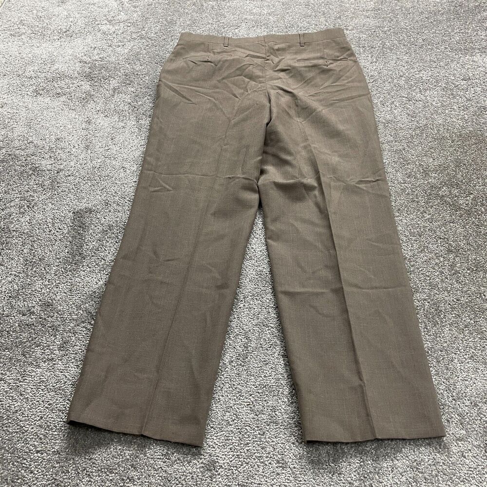 International Passport Vintage Dress Pants Men Brown Pleated Front Trouser 36x29